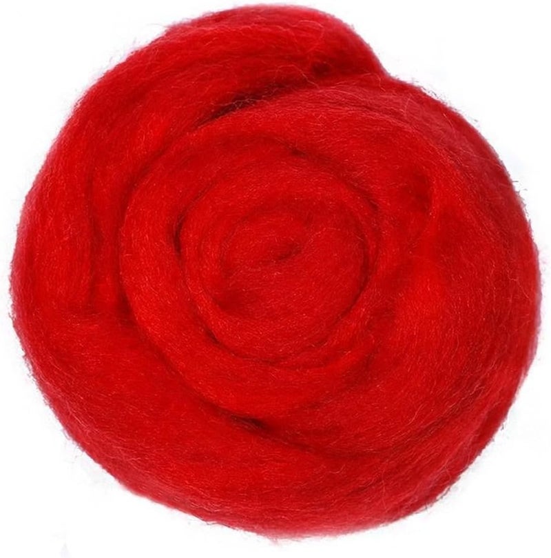 Catopia Wool Roving Yarn, 100G/3.53OZ Soft Felting Wool Pure Chunky Roving Yarn Bulk for Needle Felting Knitting Blanket Spinning Weaving DIY Craft,Red - Image 1